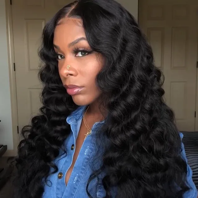 Women Curly Hair Brazilian Long Black Wigs