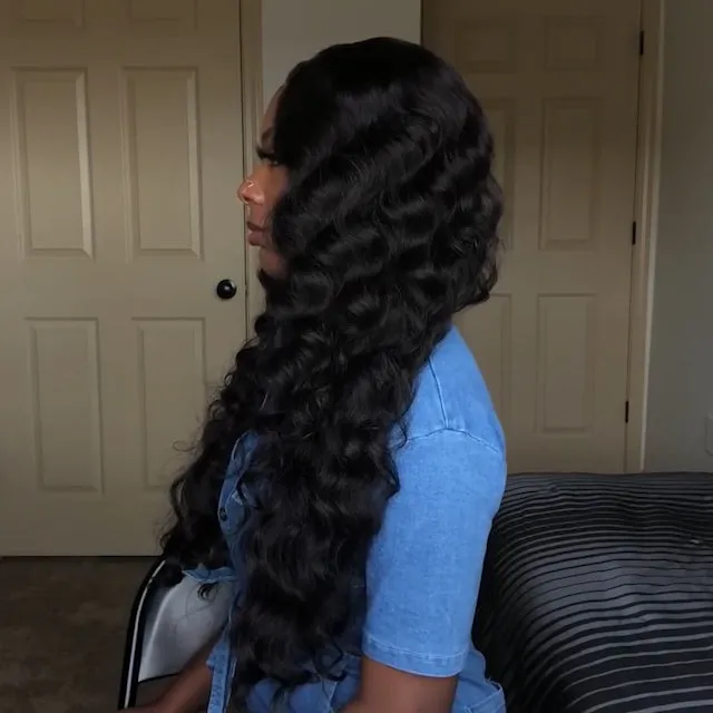 Women Curly Hair Brazilian Long Black Wigs