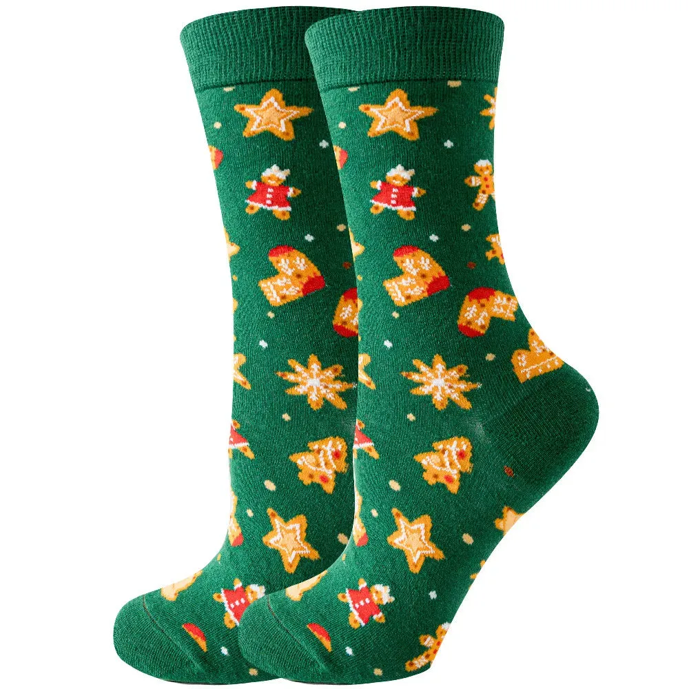 Women's and Men Christmas Socks Fun Christmas Santa Claus Tree Snowflake Festive Crew Socks