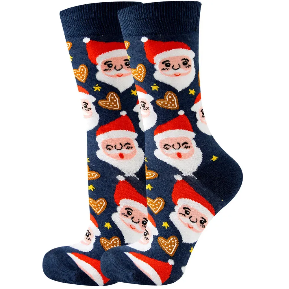 Women's and Men Christmas Socks Fun Christmas Santa Claus Tree Snowflake Festive Crew Socks