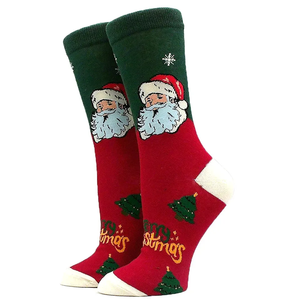 Women's and Men Christmas Socks Fun Christmas Santa Claus Tree Snowflake Festive Crew Socks