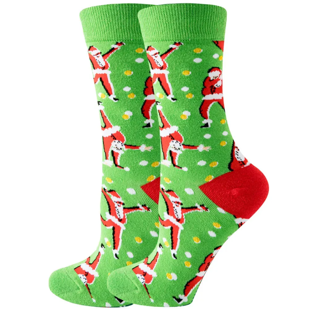 Women's and Men Christmas Socks Fun Christmas Santa Claus Tree Snowflake Festive Crew Socks