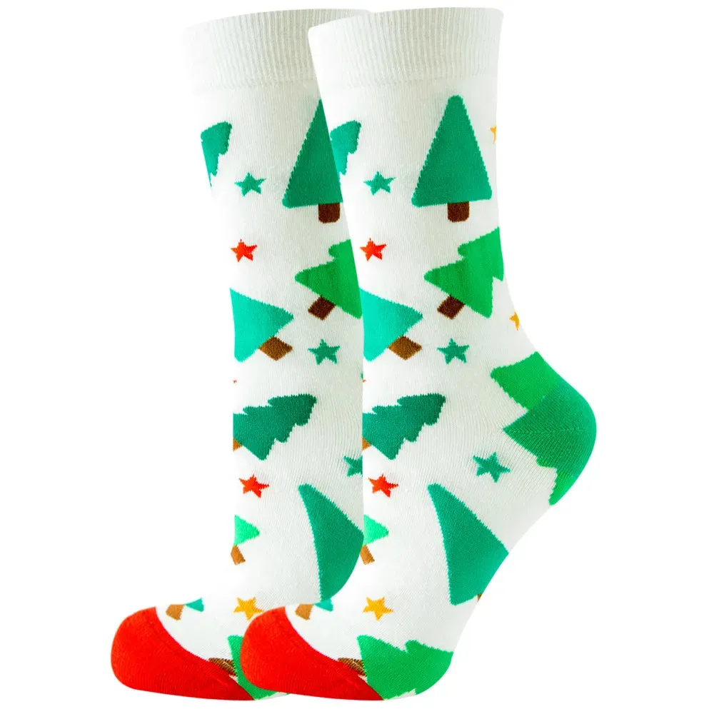 Women's and Men Christmas Socks Fun Christmas Santa Claus Tree Snowflake Festive Crew Socks