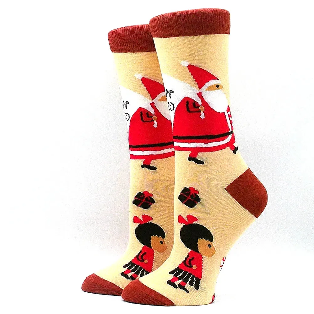 Women's and Men Christmas Socks Fun Christmas Santa Claus Tree Snowflake Festive Crew Socks