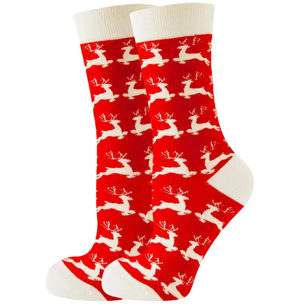 Women's and Men Christmas Socks Fun Christmas Santa Claus Tree Snowflake Festive Crew Socks