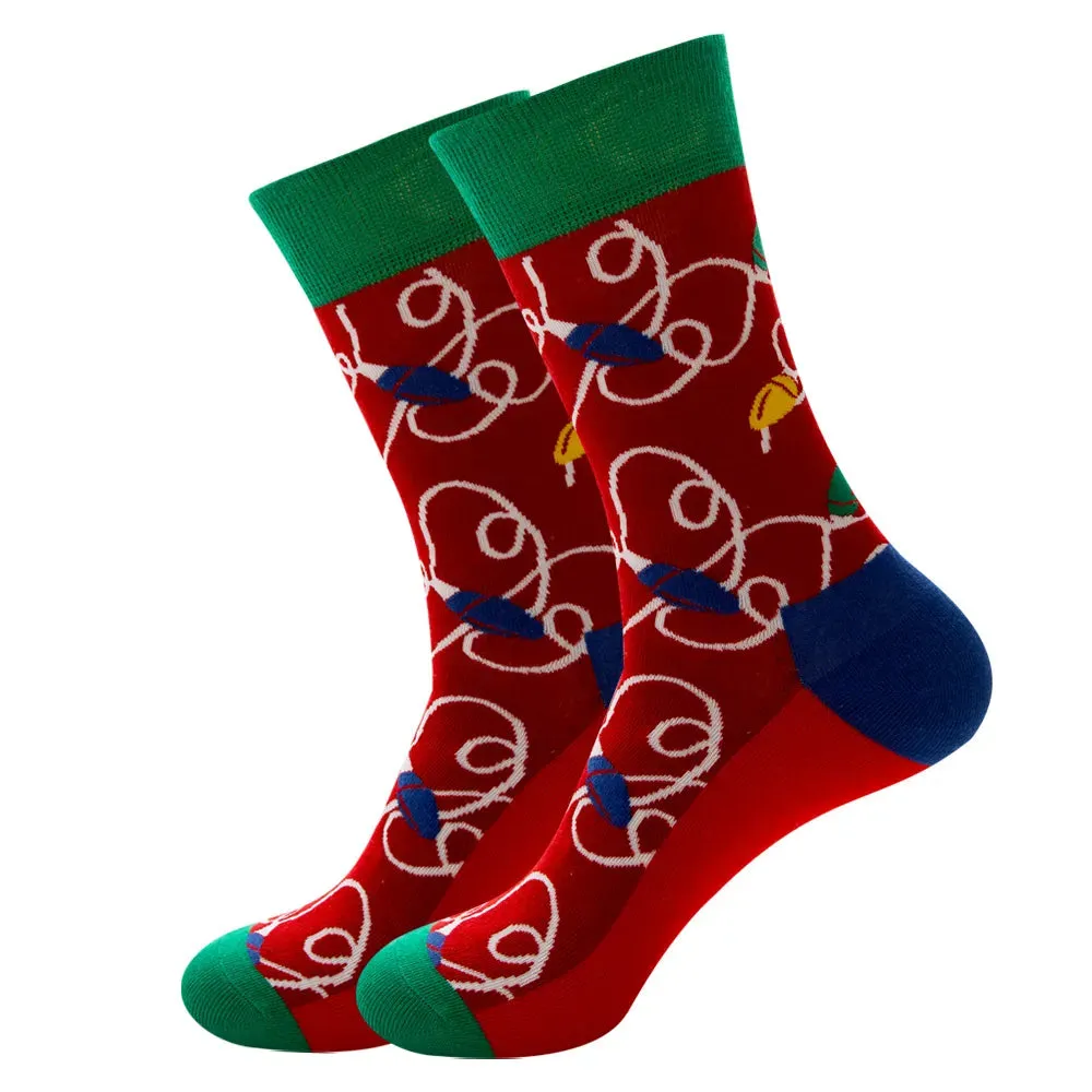 Women's and Men Christmas Socks Fun Christmas Santa Claus Tree Snowflake Festive Crew Socks