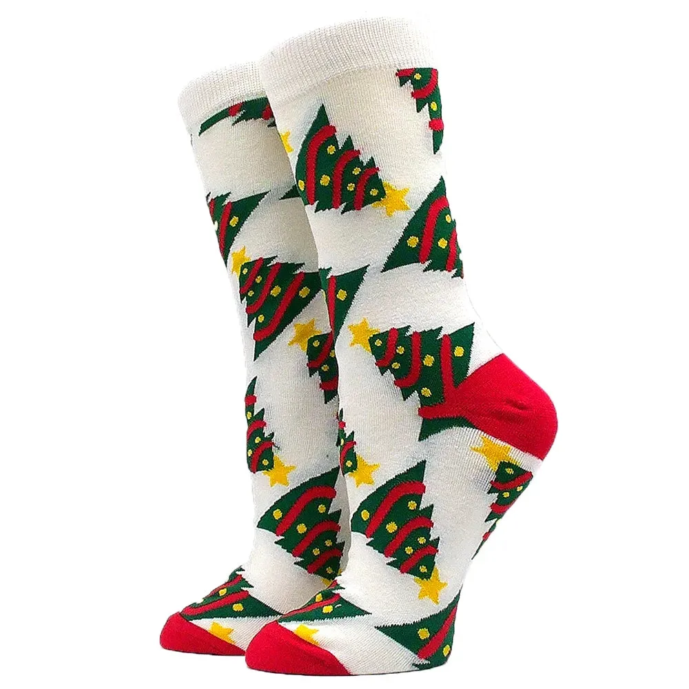 Women's and Men Christmas Socks Fun Christmas Santa Claus Tree Snowflake Festive Crew Socks