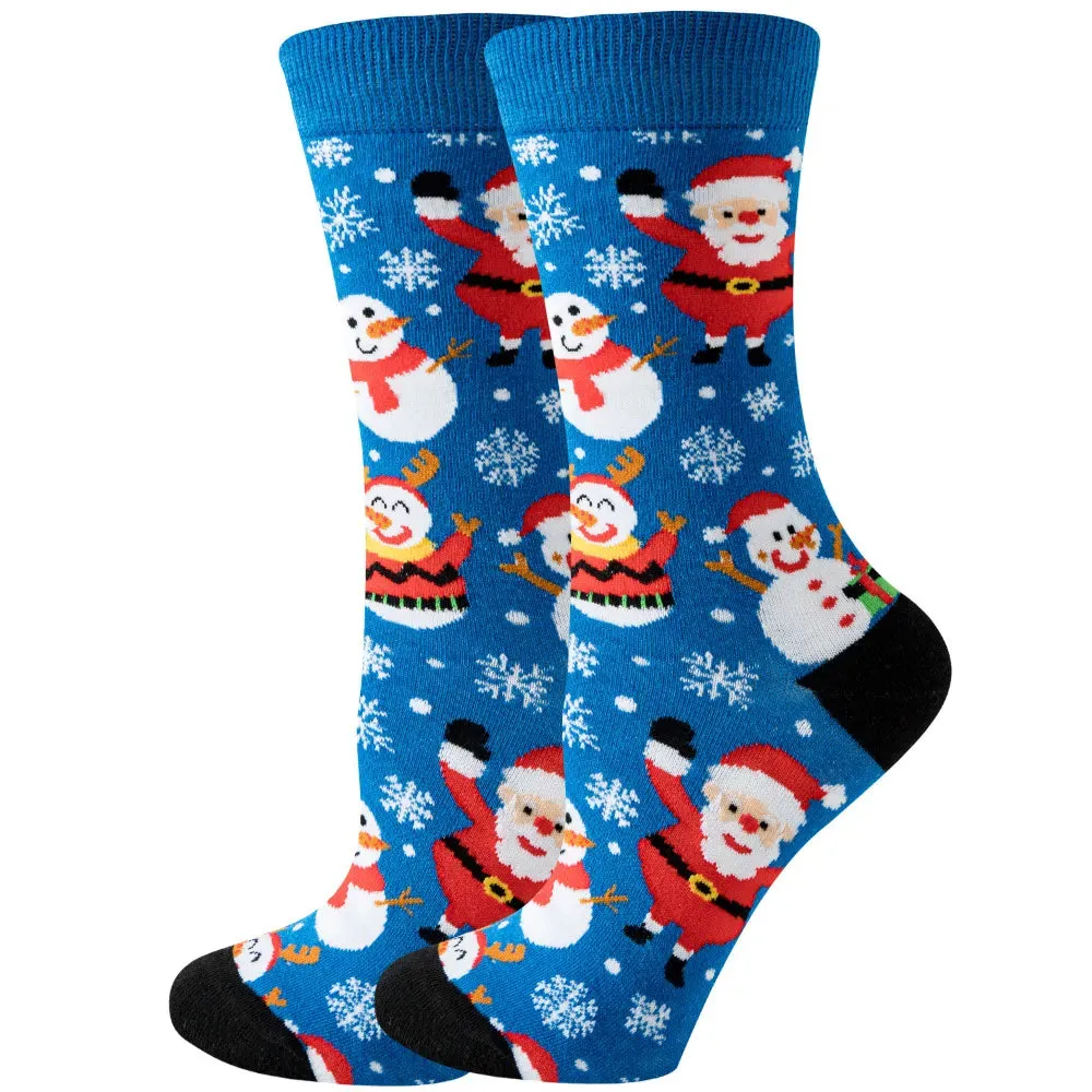 Women's and Men Christmas Socks Fun Christmas Santa Claus Tree Snowflake Festive Crew Socks