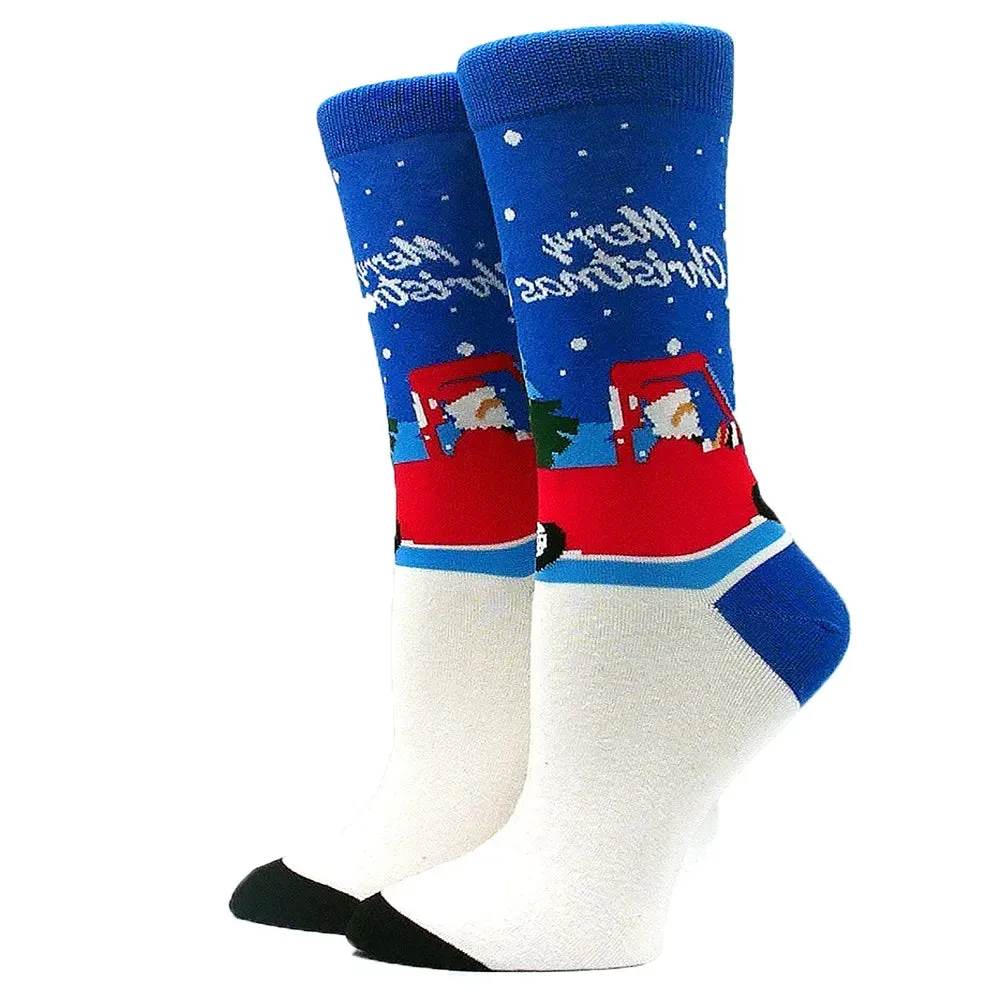 Women's and Men Christmas Socks Fun Christmas Santa Claus Tree Snowflake Festive Crew Socks