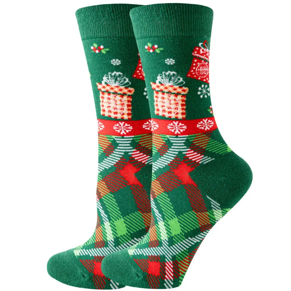 Women's and Men Christmas Socks Fun Christmas Santa Claus Tree Snowflake Festive Crew Socks