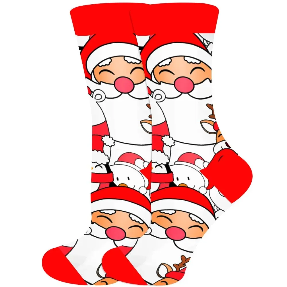 Women's and Men Christmas Socks Fun Christmas Santa Claus Tree Snowflake Festive Crew Socks