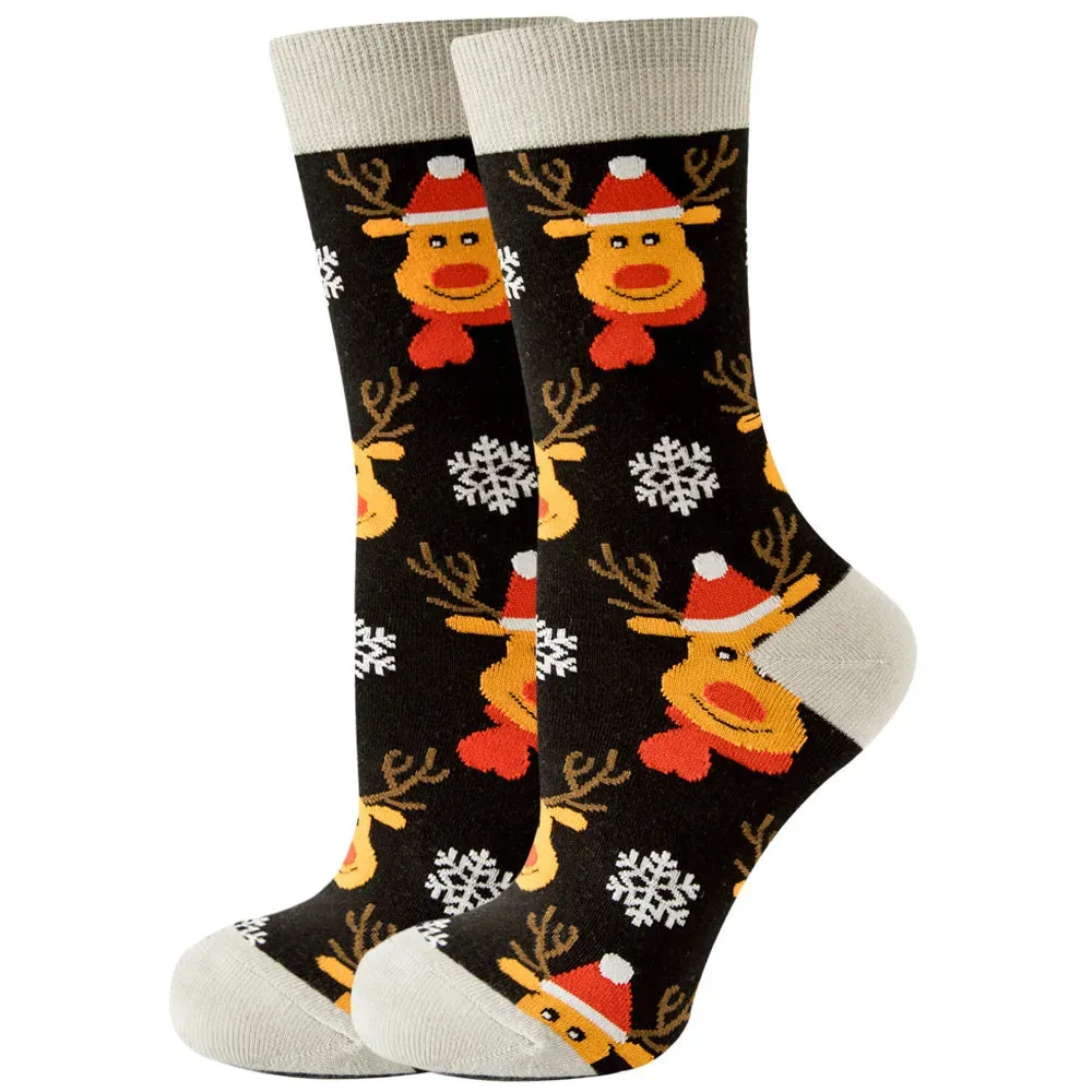 Women's and Men Christmas Socks Fun Christmas Santa Claus Tree Snowflake Festive Crew Socks
