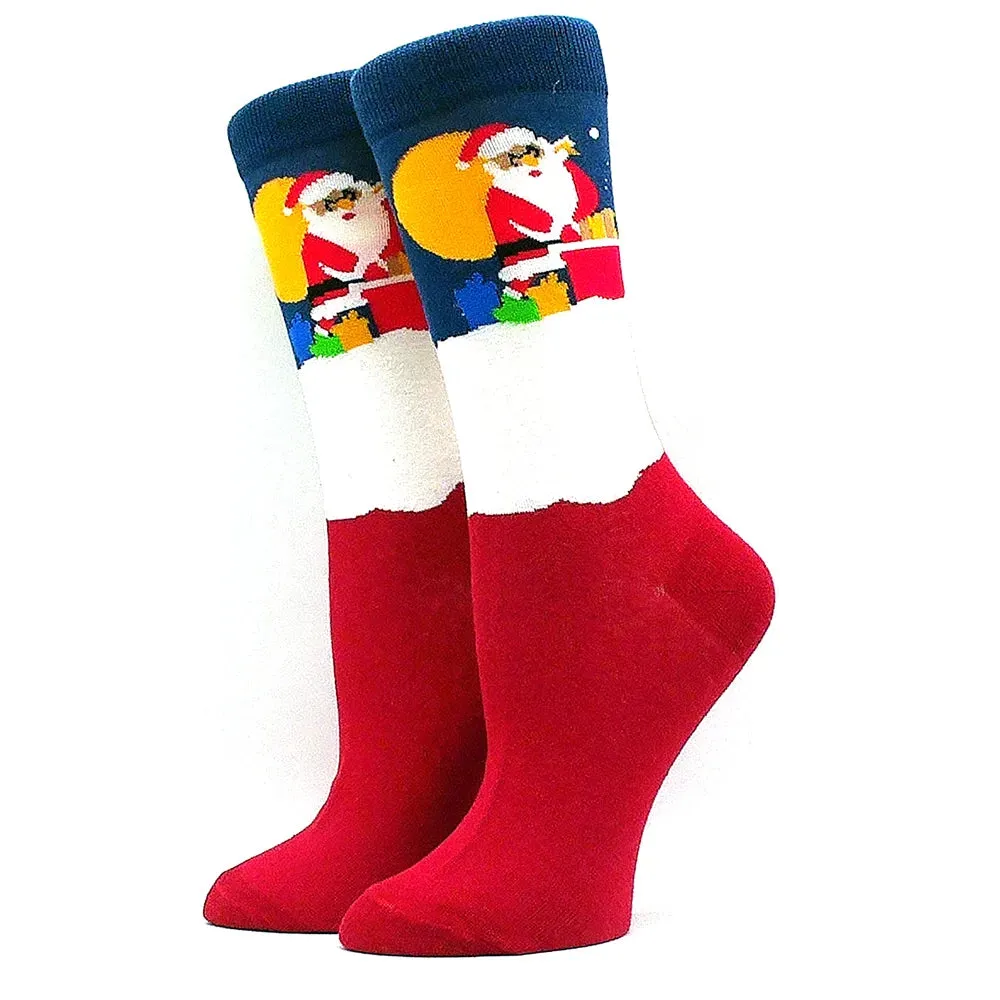 Women's and Men Christmas Socks Fun Christmas Santa Claus Tree Snowflake Festive Crew Socks