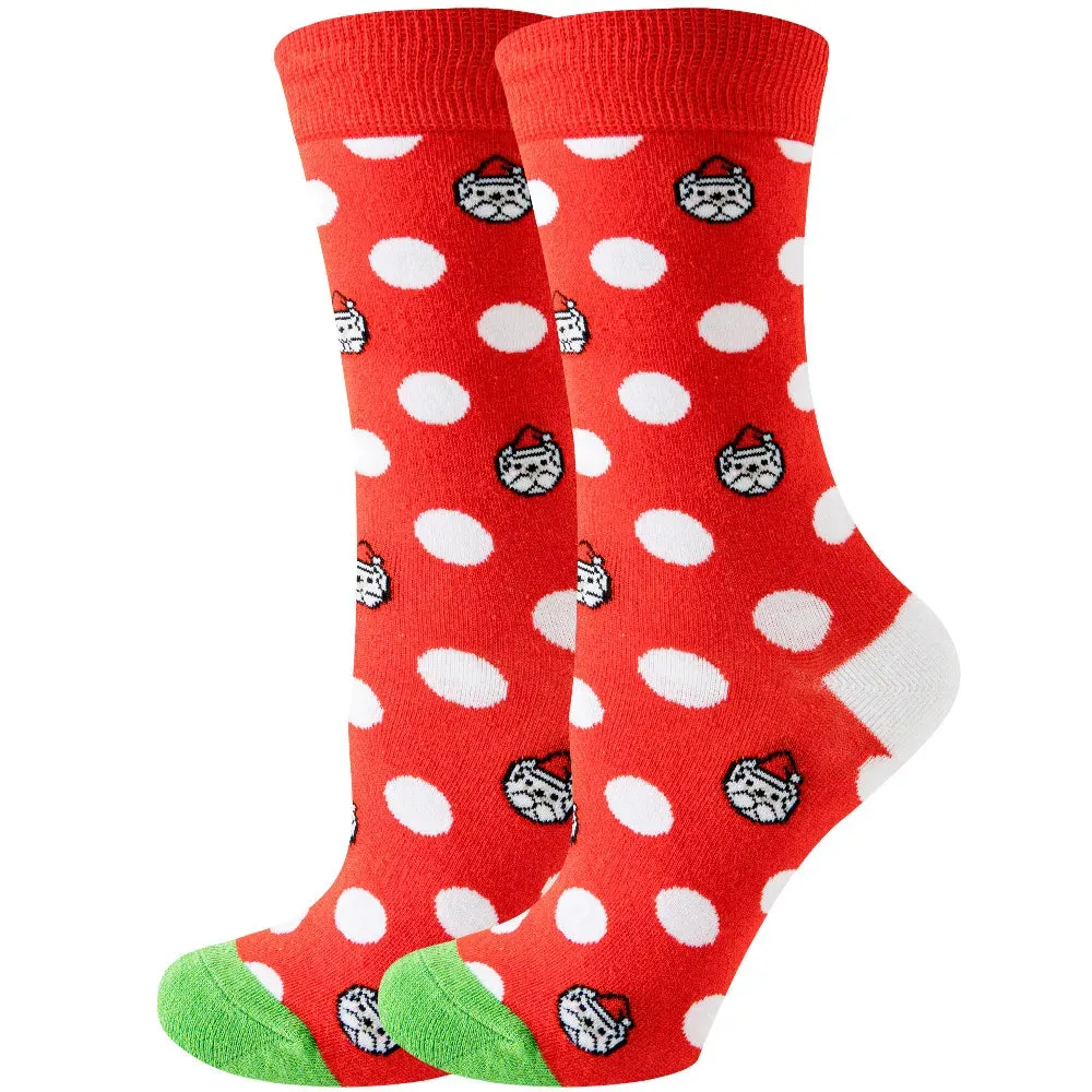 Women's and Men Christmas Socks Fun Christmas Santa Claus Tree Snowflake Festive Crew Socks