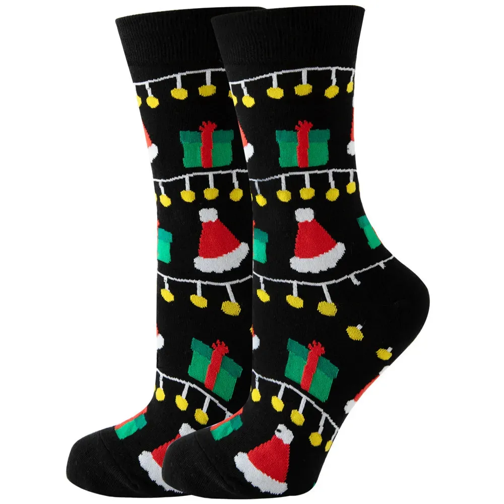 Women's and Men Christmas Socks Fun Christmas Santa Claus Tree Snowflake Festive Crew Socks