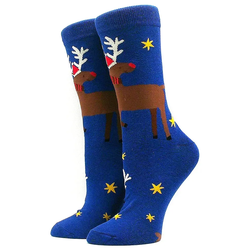 Women's and Men Christmas Socks Fun Christmas Santa Claus Tree Snowflake Festive Crew Socks