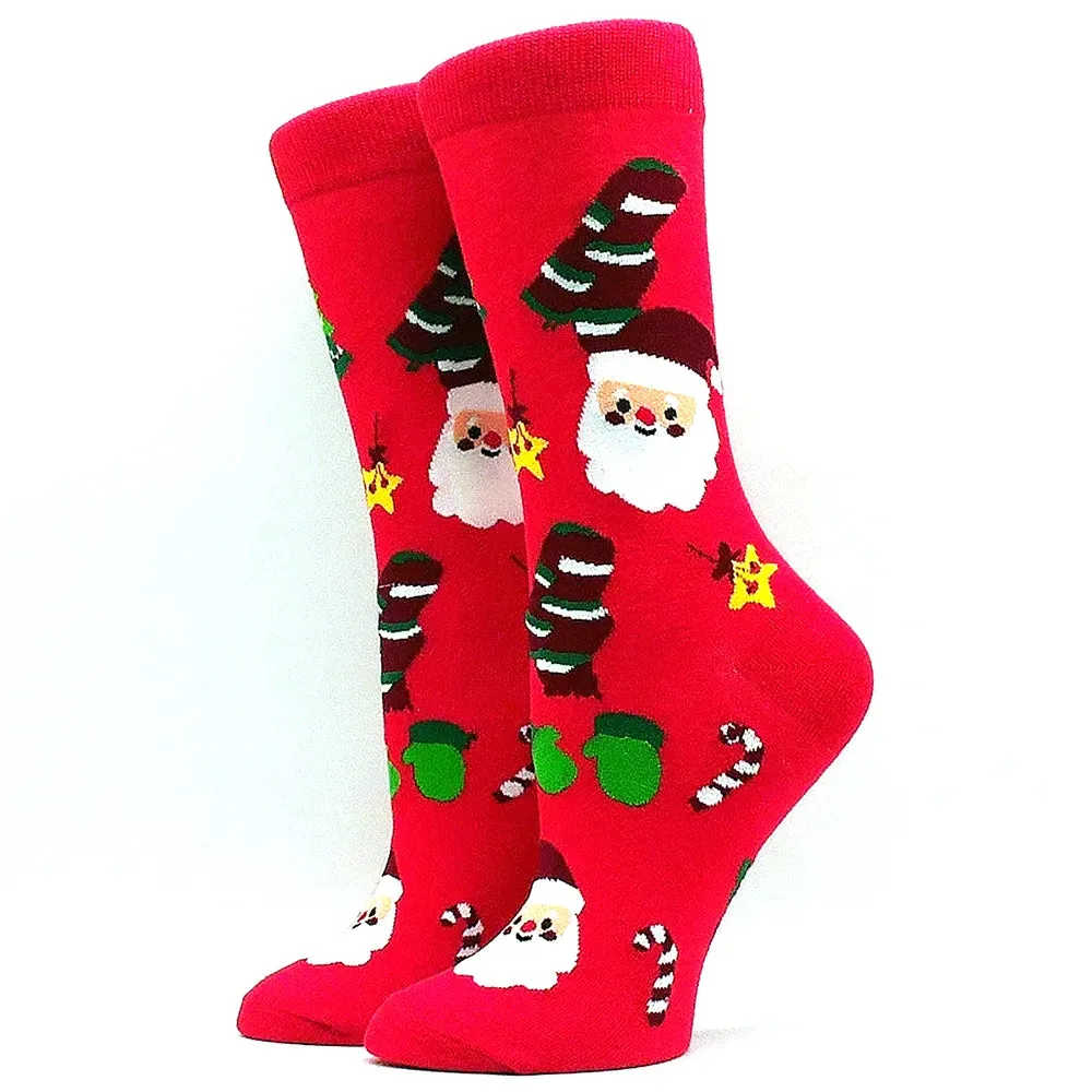 Women's and Men Christmas Socks Fun Christmas Santa Claus Tree Snowflake Festive Crew Socks