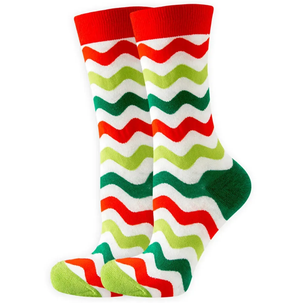 Women's and Men Christmas Socks Fun Christmas Santa Claus Tree Snowflake Festive Crew Socks
