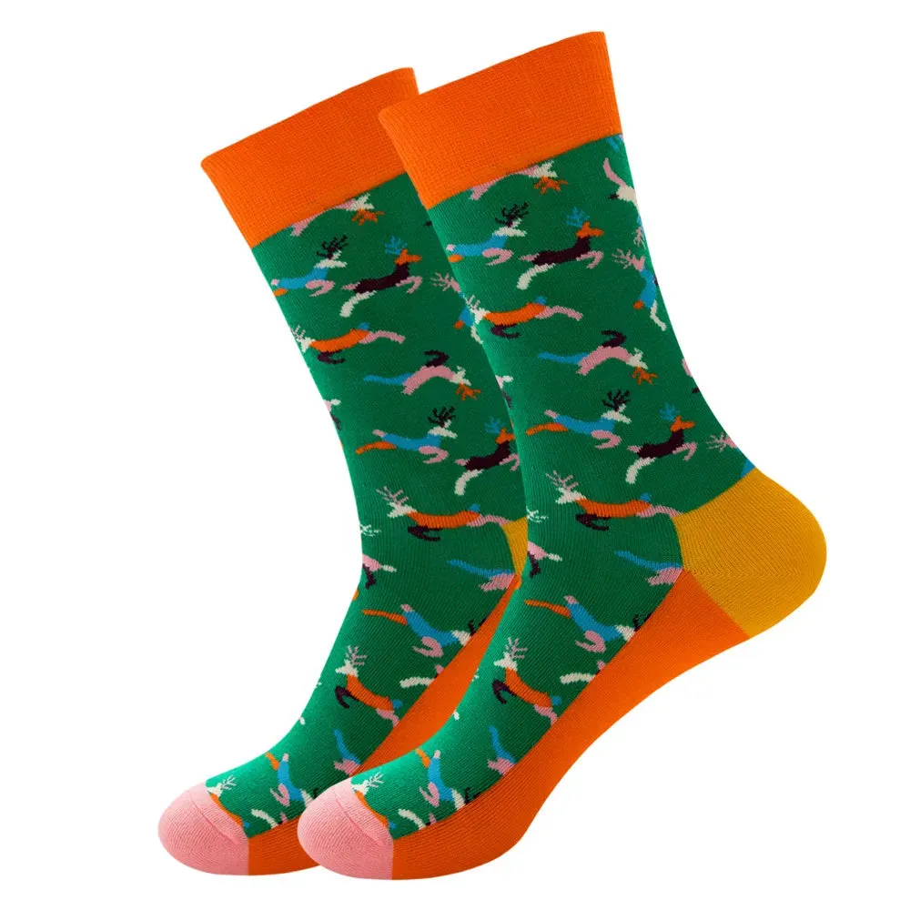 Women's and Men Christmas Socks Fun Christmas Santa Claus Tree Snowflake Festive Crew Socks