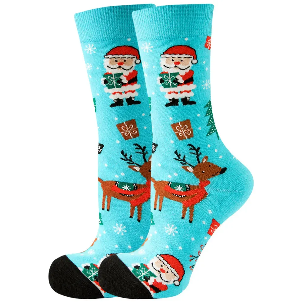 Women's and Men Christmas Socks Fun Christmas Santa Claus Tree Snowflake Festive Crew Socks