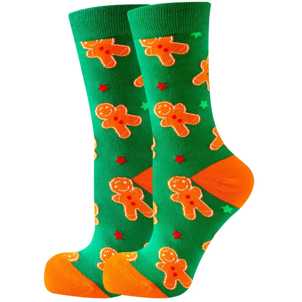 Women's and Men Christmas Socks Fun Christmas Santa Claus Tree Snowflake Festive Crew Socks