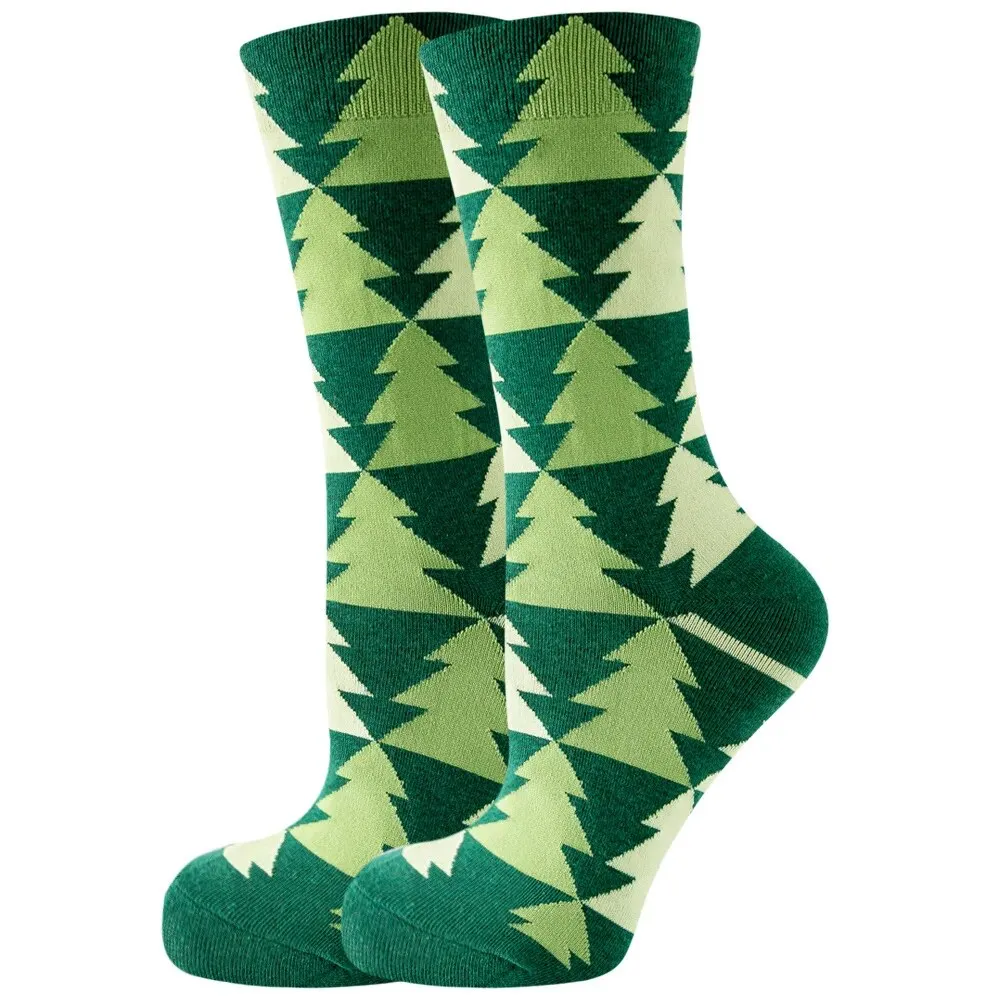Women's and Men Christmas Socks Fun Christmas Santa Claus Tree Snowflake Festive Crew Socks