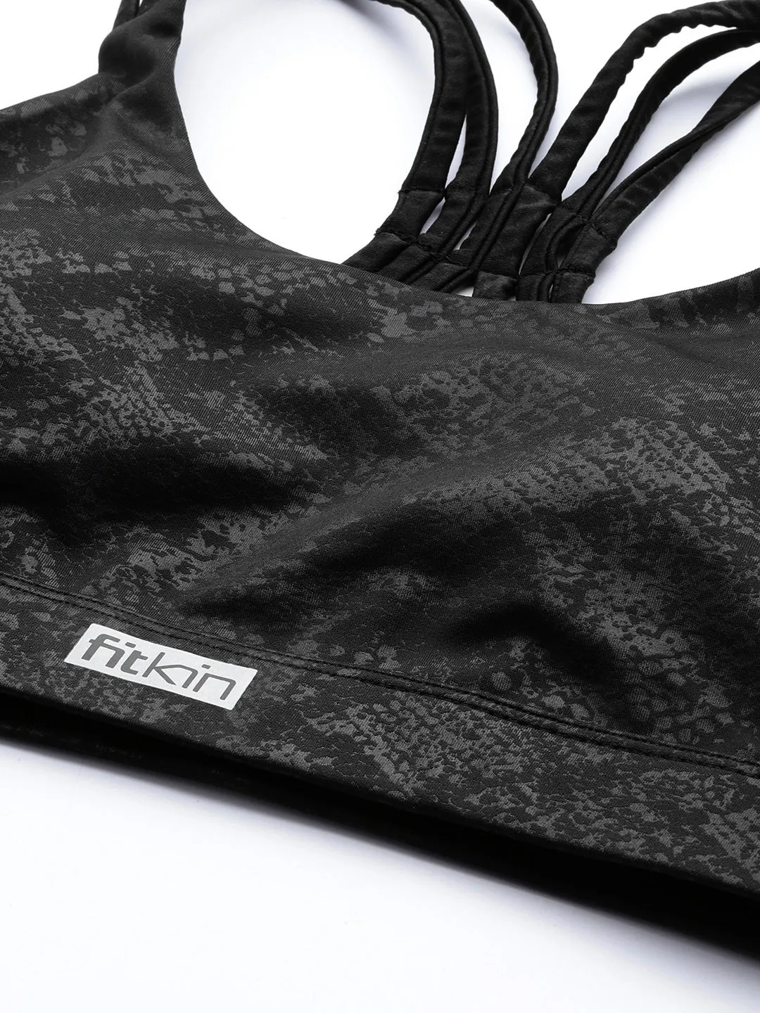 Women's Black Self Design Bra Lightly Padded