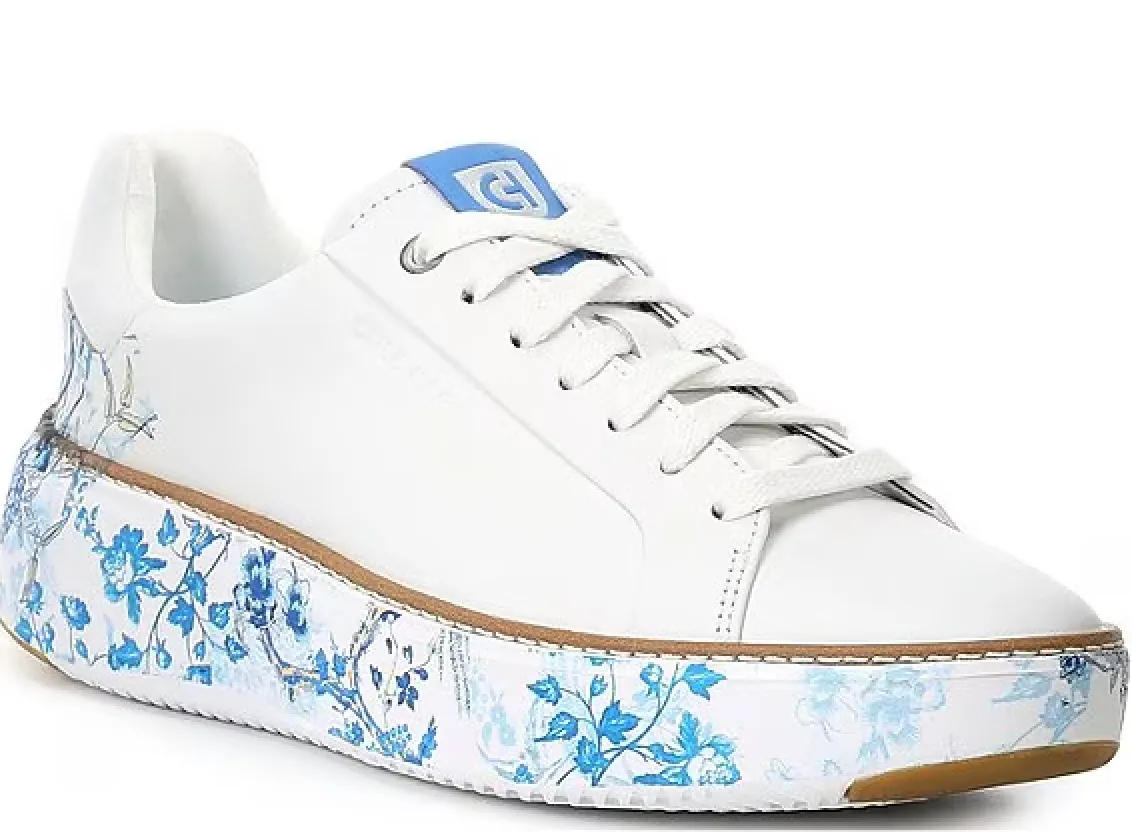 WOMEN'S COLE HAAN GRANDPRØ TOPSPIN SNEAKER | OPTIC WHITE / BLUE TOILE