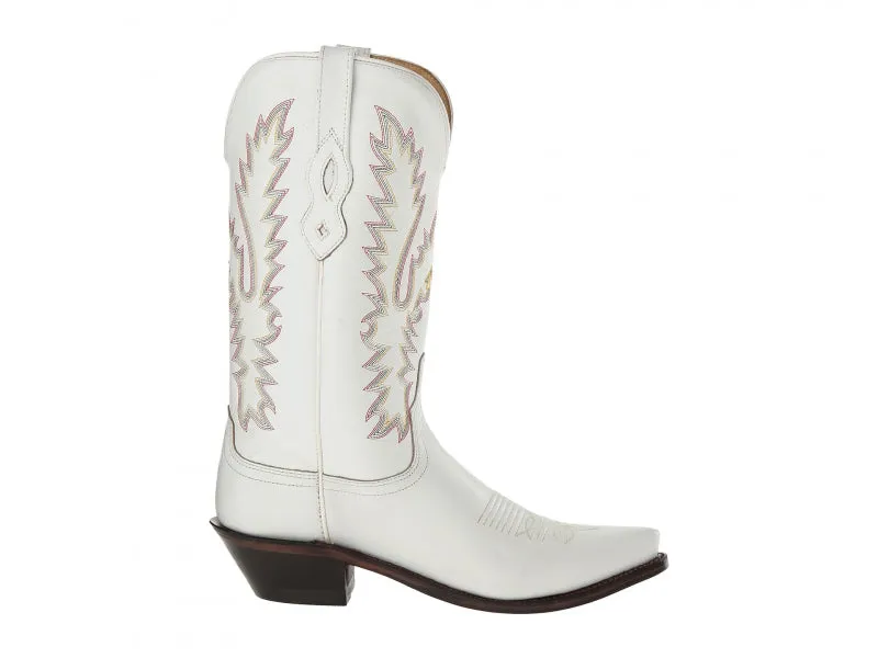 Women's Cowboy Country Western Boots Handmade White Leather LF1521E 