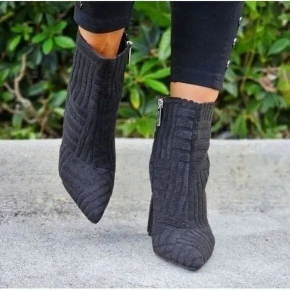 Women's Pointed Toe Zipper Chunky Heel Ankle Boots