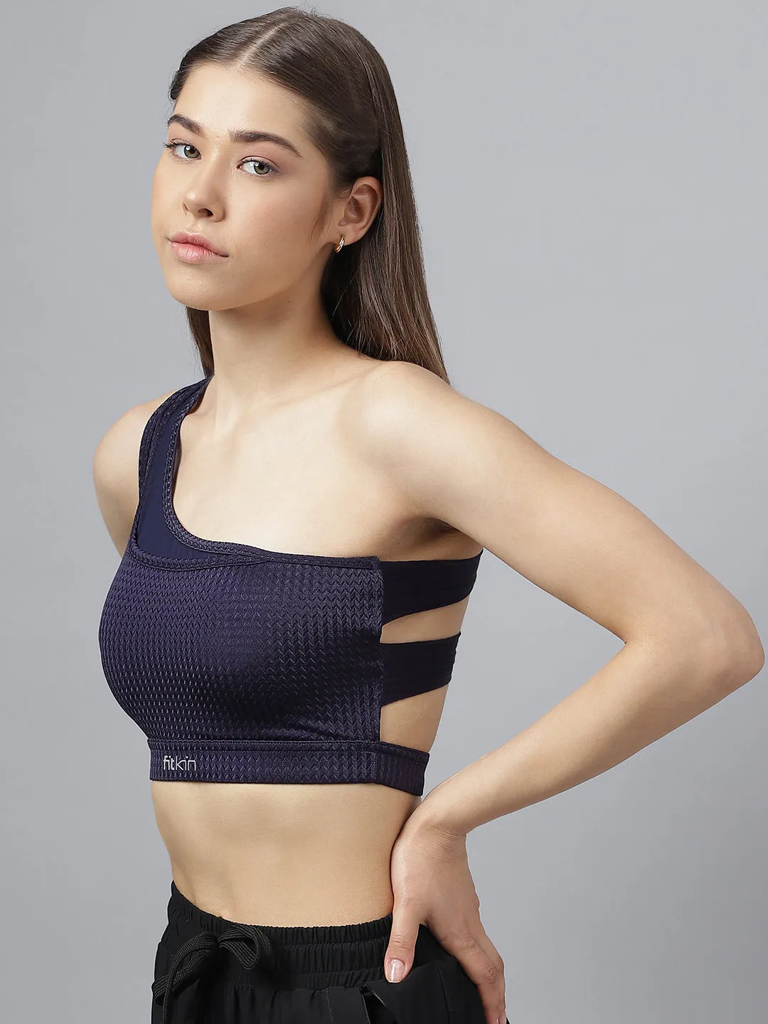Women's self design one shoulder sports bra