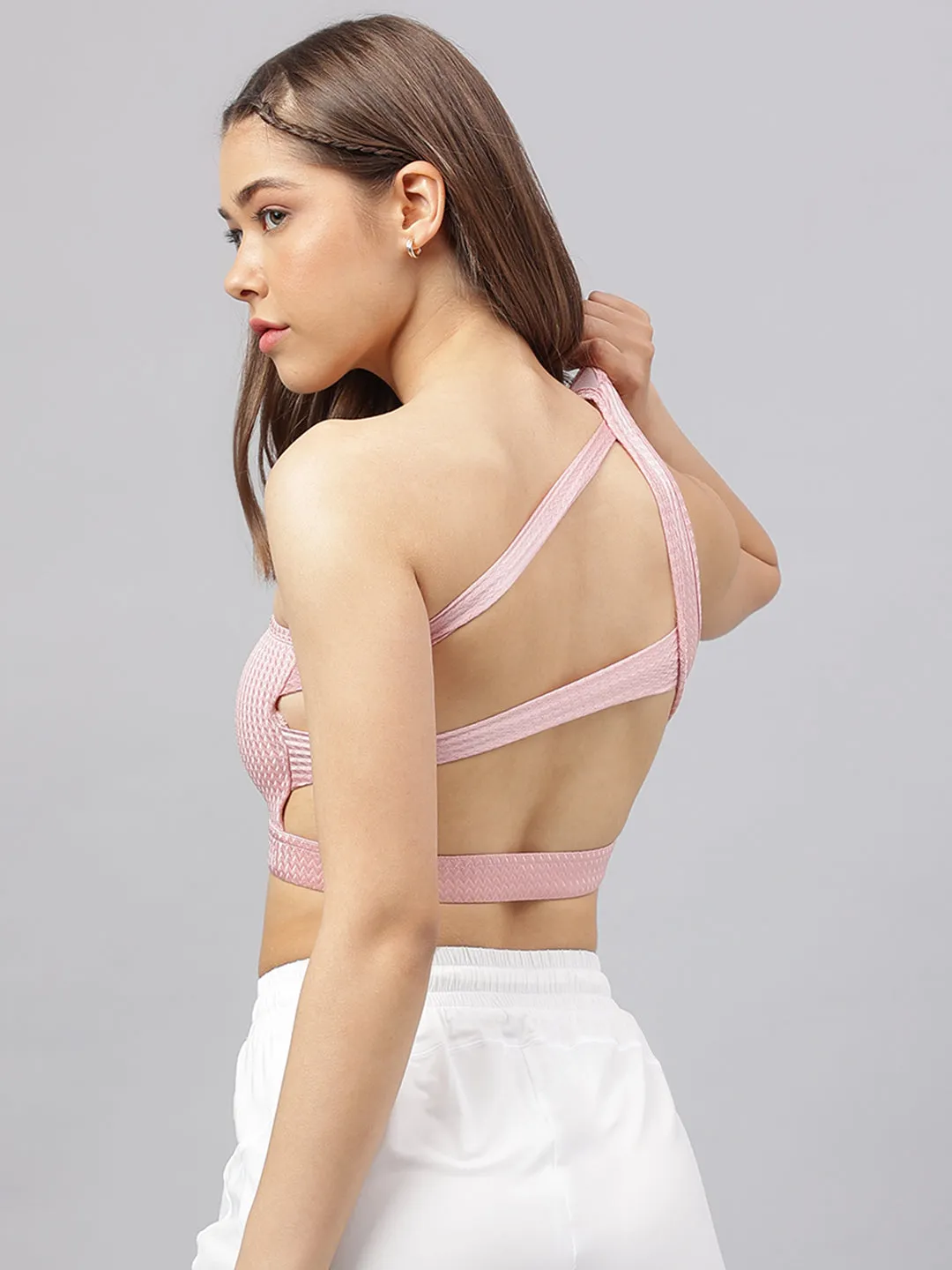 Women's self design one shoulder sports bra