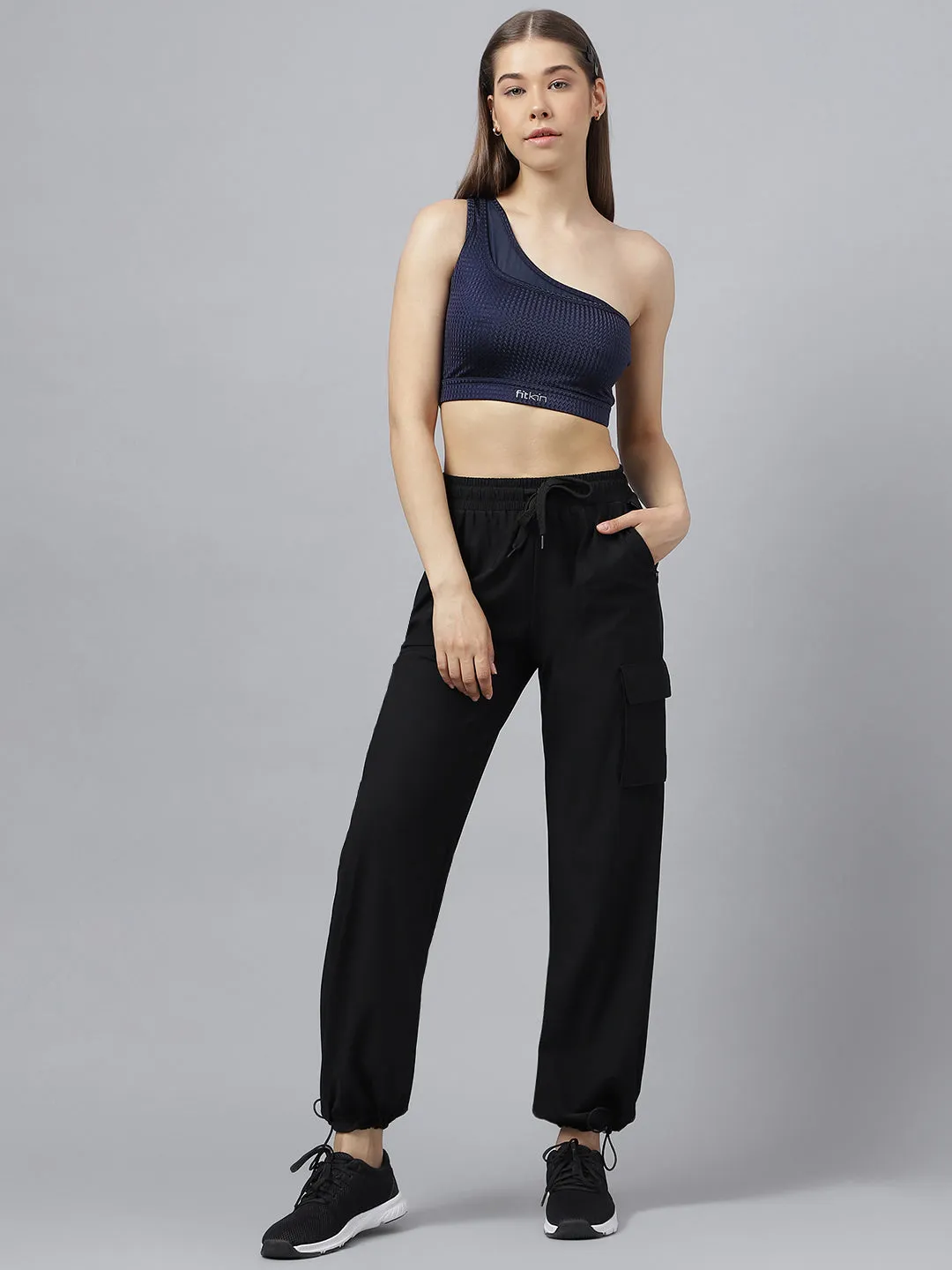 Women's self design one shoulder sports bra