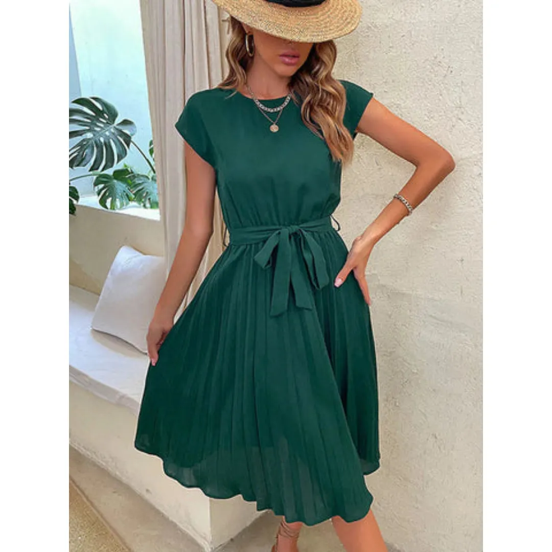 Women's Summer A Line Pleated Dress | Midi