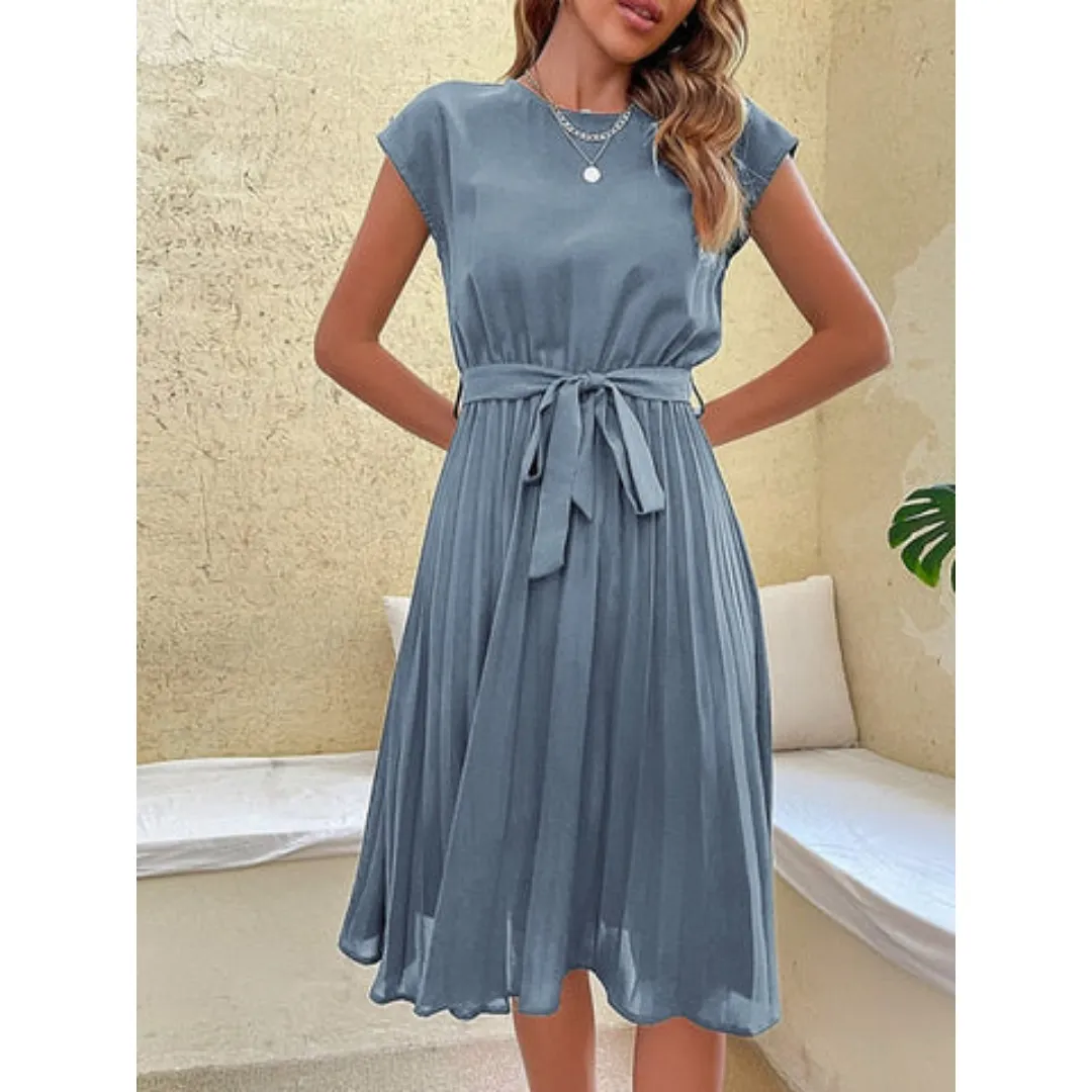 Women's Summer A Line Pleated Dress | Midi