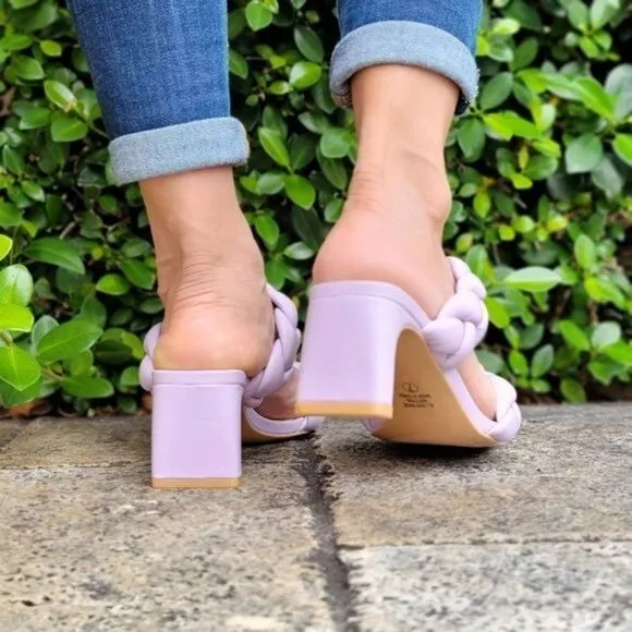 Women's Orchid Double Braided Square Toe Mule Low Heel Sandal