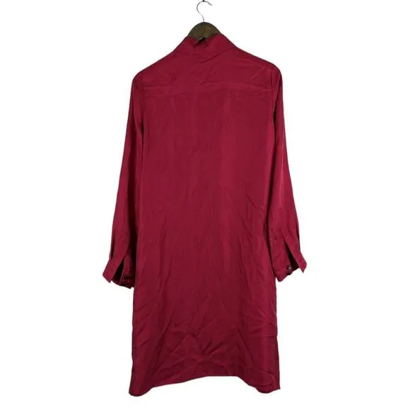Worth New York Red Shirt Dress 4 Silk Button Down Longline Chic Old Hollywood