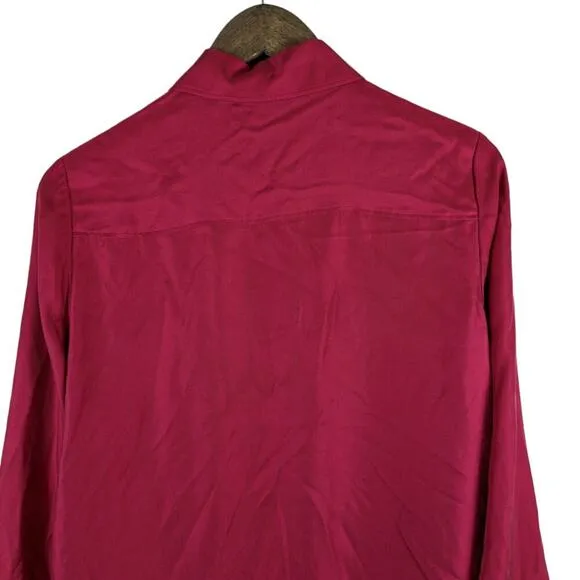 Worth New York Red Shirt Dress 4 Silk Button Down Longline Chic Old Hollywood