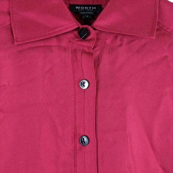 Worth New York Red Shirt Dress 4 Silk Button Down Longline Chic Old Hollywood