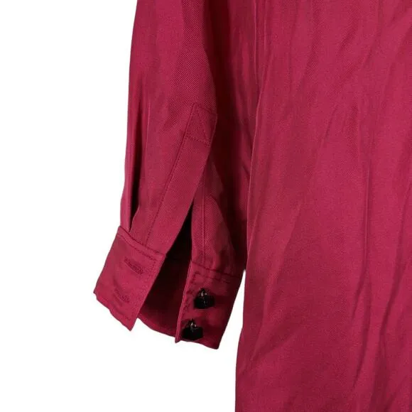 Worth New York Red Shirt Dress 4 Silk Button Down Longline Chic Old Hollywood