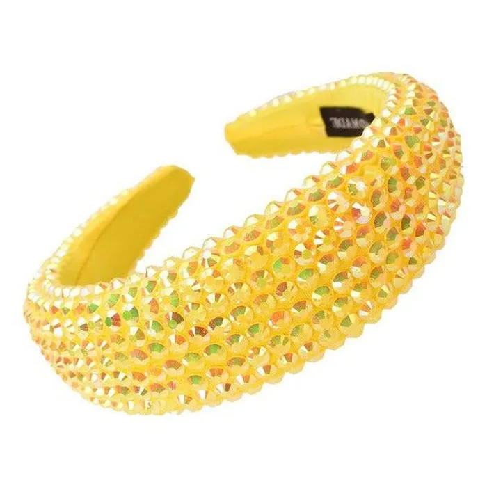 Yellow Faceted Bead Padded Headband
