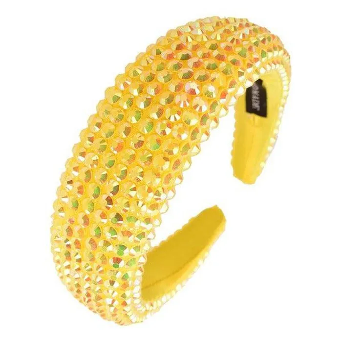Yellow Faceted Bead Padded Headband
