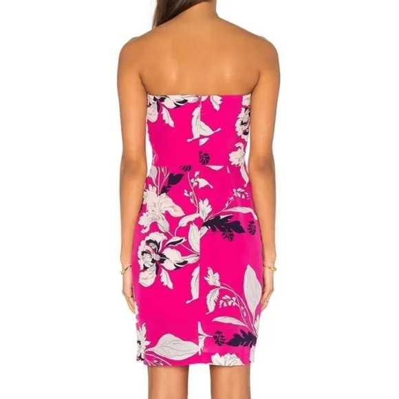 Yumi Kim Date Night Dress Easter Garden Pink Floral Strapless Silk Wrap Size XS