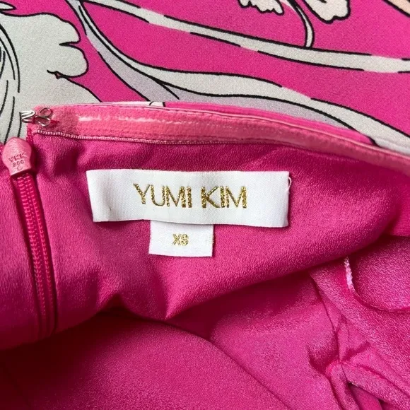 Yumi Kim Date Night Dress Easter Garden Pink Floral Strapless Silk Wrap Size XS