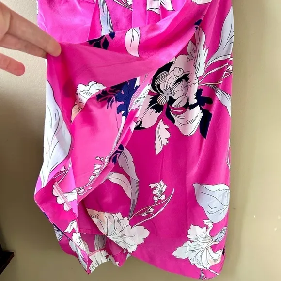 Yumi Kim Date Night Dress Easter Garden Pink Floral Strapless Silk Wrap Size XS