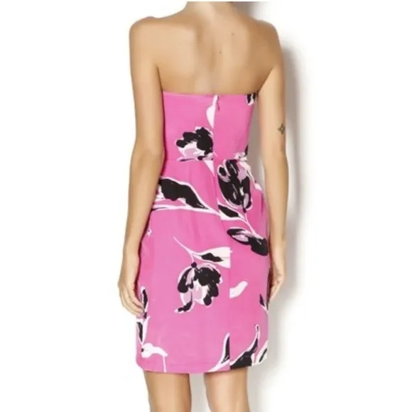 Yumi Kim Date Night Dress Easter Garden Pink Floral Strapless Silk Wrap Size XS