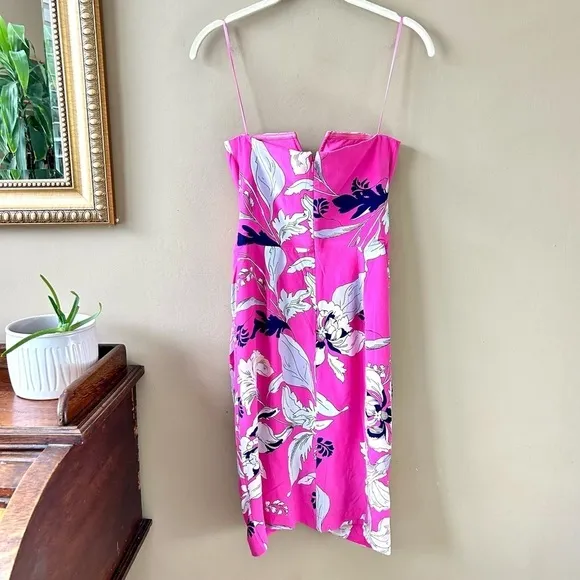 Yumi Kim Date Night Dress Easter Garden Pink Floral Strapless Silk Wrap Size XS