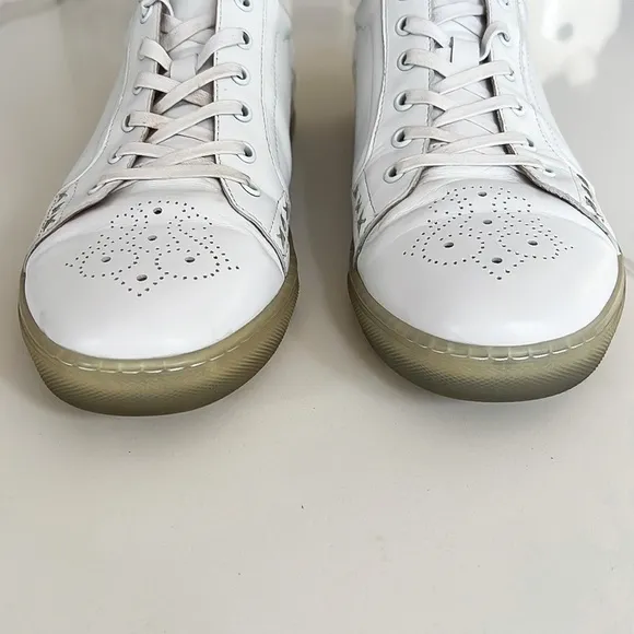 Zanzara Drum White Soft Lace Up Leather Sneakers Men’s Sz 10.5