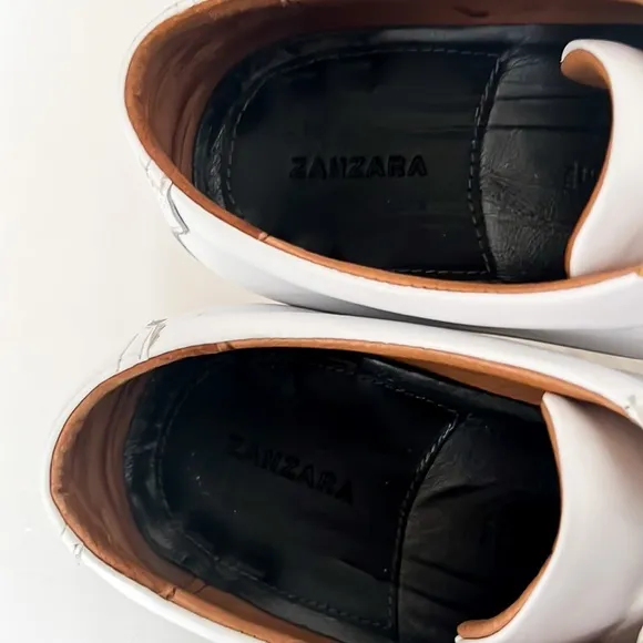Zanzara Drum White Soft Lace Up Leather Sneakers Men’s Sz 10.5