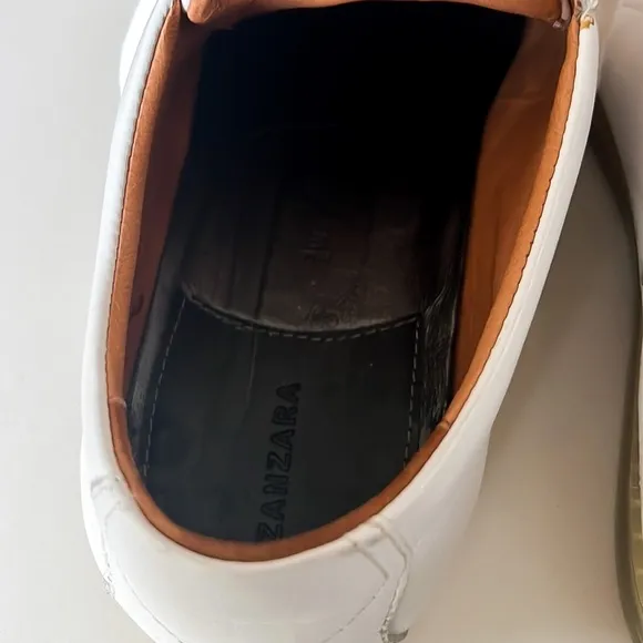 Zanzara Drum White Soft Lace Up Leather Sneakers Men’s Sz 10.5